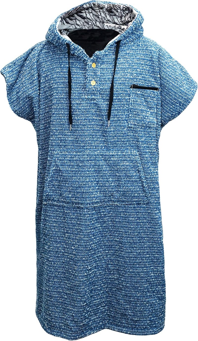 Surf Poncho/Adult Hooded Towel/Wetsuit Changing Robe - Charcoal Black/Indigo Blue; Saves a Sea Turtle's Life